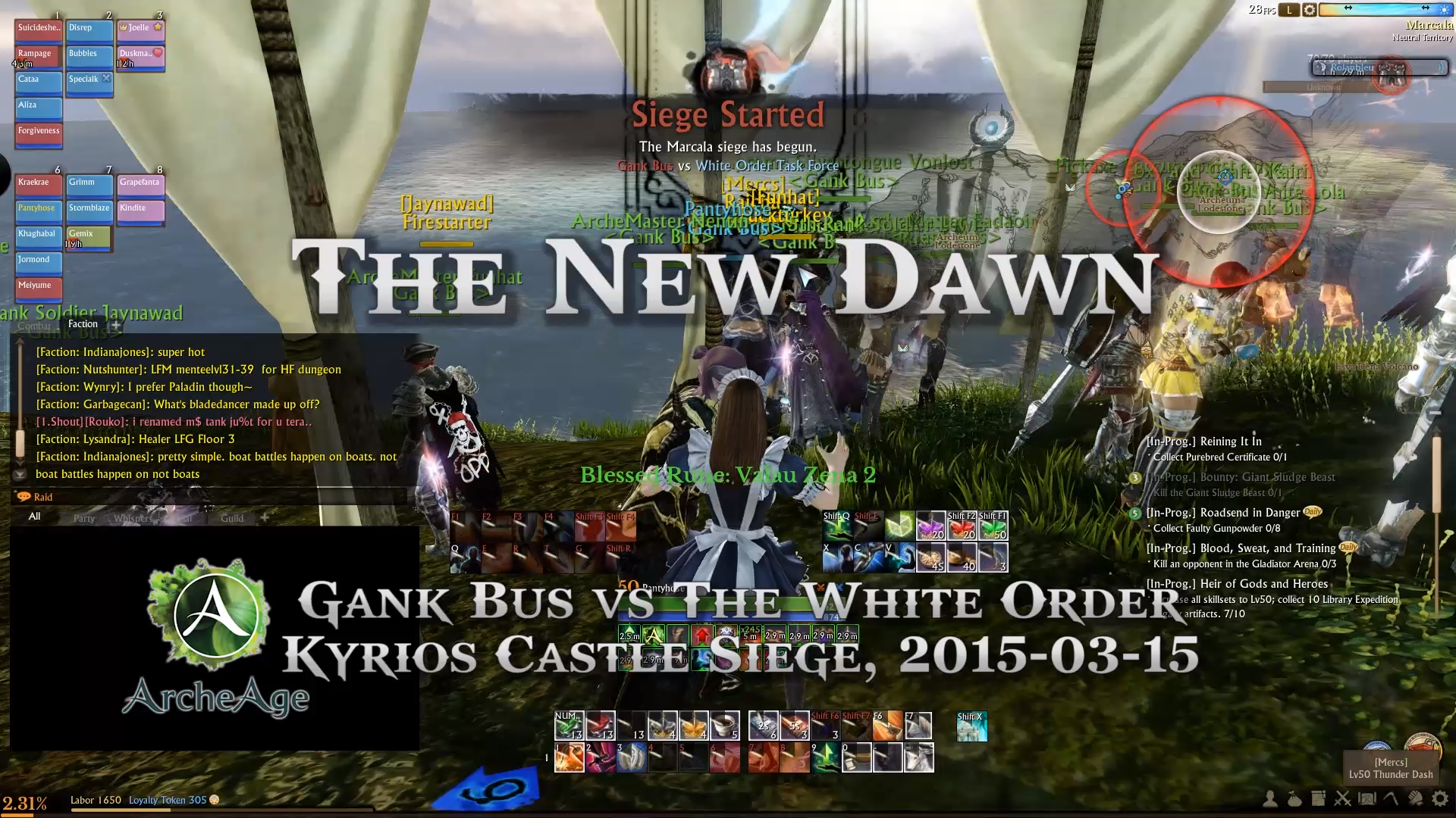 [AA] The New Dawn - Archeage Gank Bus vs TWO Castle Siege (Kyrios)