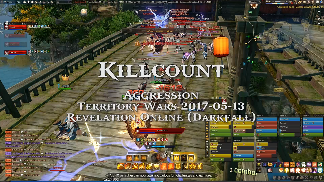 [RO] Killcount - Aggression Territory War, Revelation Online 2017-05-13 (NA Darkfall)